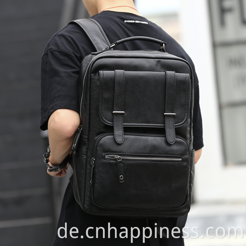 2022 Hochwertige Reisen Schwarze Spüle Business Boy Book Bags Schule Custom Stylish Korea PU Leder Luxus Laptop Rucksack Männer